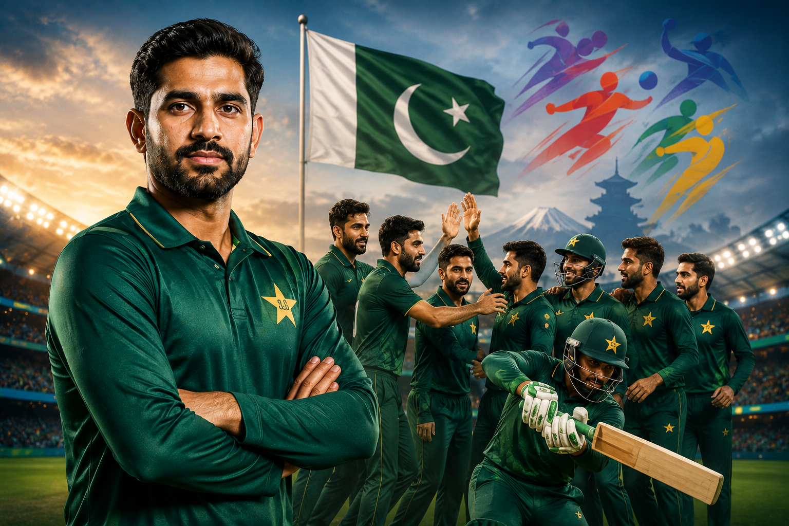 Sahibzada Farhan leading the Asian Games Squad Pakistan 2026 cricket team with selected players for the tournament in Japan.