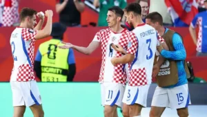 Croatia players celebrate after scoring against Panama during the Croatia Panama World Cup match