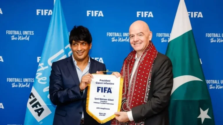 Pakistan football officials with FIFA representatives during the Fifa ASEAN Cup participation announcement