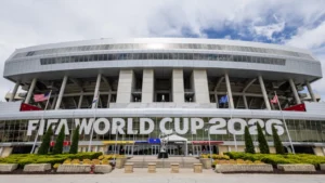 FIFA World Cup 2026 stadium exterior as FIFA Water Policy allows sealed plastic water bottles for fans