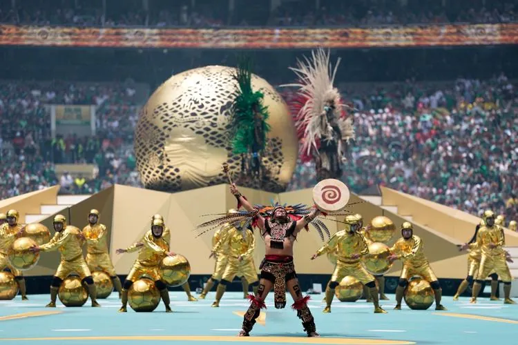 Performers showcase cultural traditions during the FIFA World Cup 2026 opening ceremony at Estadio Azteca in Mexico City