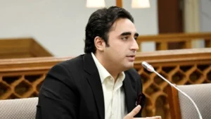 Bilawal Bhutto Zardari speaks during a meeting as PPP leads the GB Results with nine seats in Gilgit-Baltistan elections.