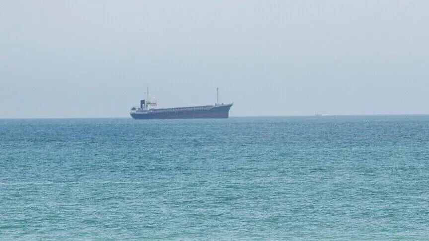 Cargo vessels sailing through the Strait of Hormuz as Hormuz Traffic declines following a vessel strike amid regional tensions.