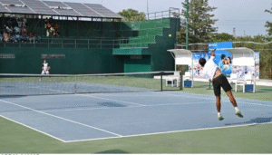 Tennis players competing during Pakistan Tennis Tournaments in Islamabad ahead of international women's events