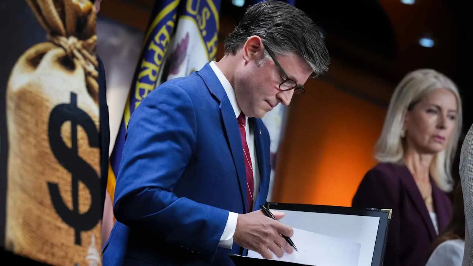 US House lawmakers discuss legislation related to the Iran War resolution in Washington.