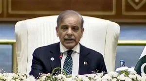 Prime Minister Shehbaz Sharif addresses a meeting in Islamabad while clarifying that Iran's missile programme is not part of the Islamabad MoU.