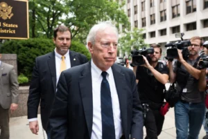 John Bolton, former national security adviser, departs the US District Court in Greenbelt, Maryland after pleading guilty to mishandling classified documents in a major political case.