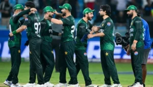 Pakistan cricket team players standing together during a match related to PCB Central Contracts