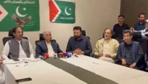 PPP IPP Alliance leaders addressing a joint press conference in Gilgit regarding Gilgit-Baltistan government formation