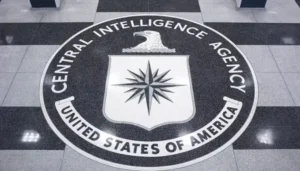 CIA headquarters seal displayed on the floor amid concerns over the US-Iran Standoff and intelligence coordination disputes.