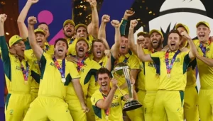 Australia cricket team celebrates with the trophy ahead of the 2027 Cricket World Cup