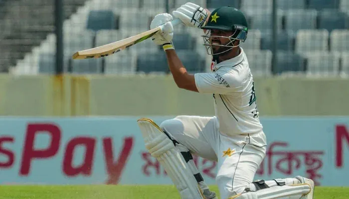 Pakistan opener Abdullah Fazal batting during a Test match before the Abdullah Fazal Injury ruled him out of the West Indies Test series.