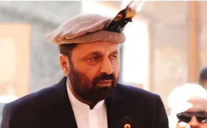 Amjad Hussain speaking after taking oath as the new Chief Minister of Gilgit Baltistan following the 2026 regional elections.
