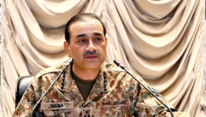 Field Marshal Asim Munir addresses graduating officers at the National Defence University during a speech on Pakistan's security and counterterrorism strategy.