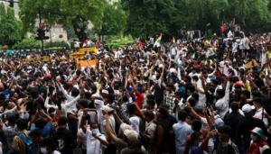 Thousands of Cockroach protesters gather during a large demonstration in New Delhi demanding education reforms and the release of detained students.