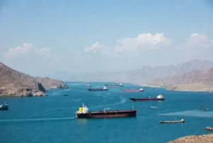 Oil tankers sailing through the Strait of Hormuz under the proposed Hormuz fees plan
