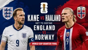 Harry Kane and Erling Haaland ahead of the Kane vs Haaland World Cup quarter final between England and Norway.