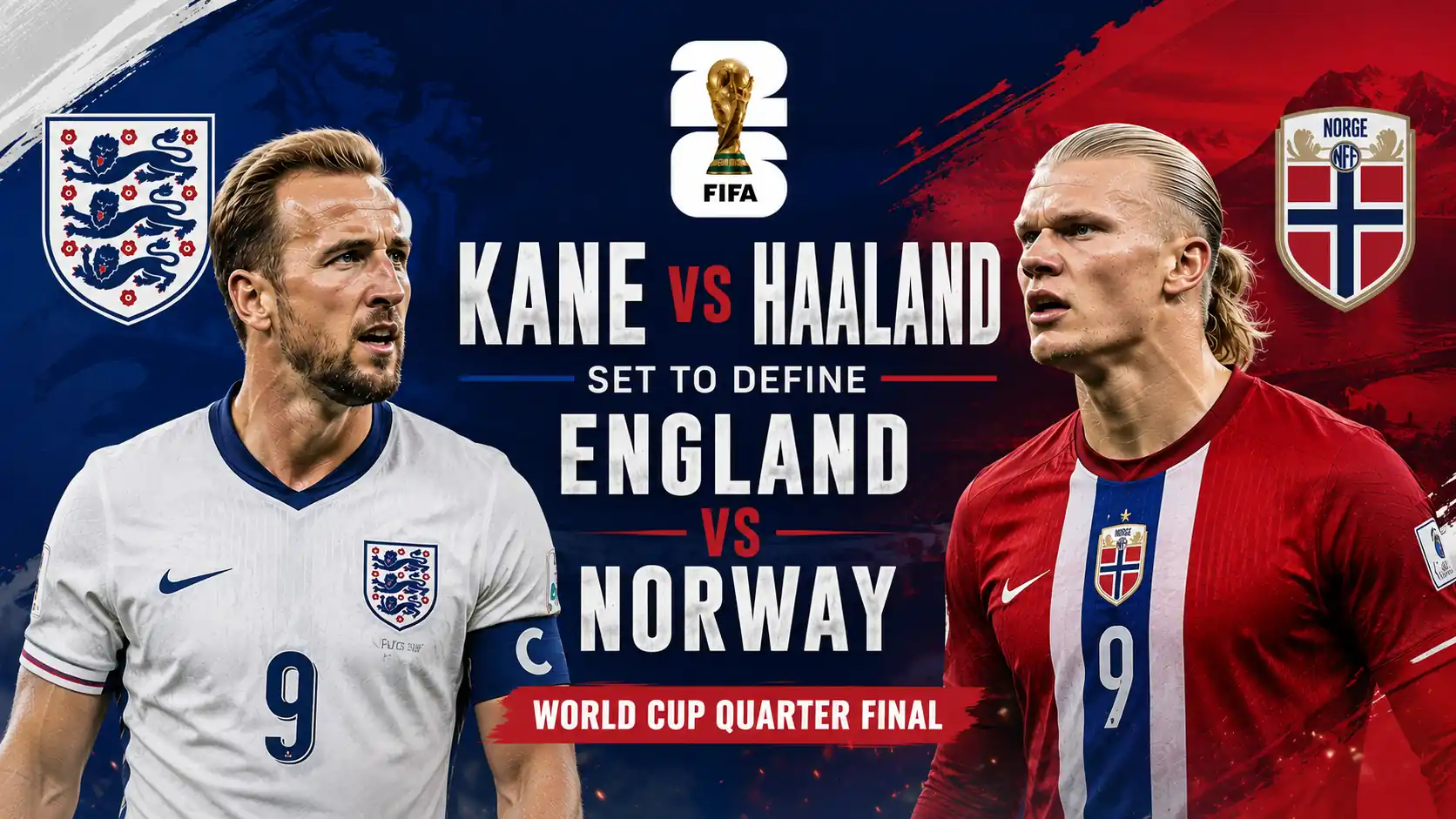Harry Kane and Erling Haaland ahead of the Kane vs Haaland World Cup quarter final between England and Norway.