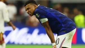 Kylian Mbappe of France reacts during a FIFA World Cup 2026 match.