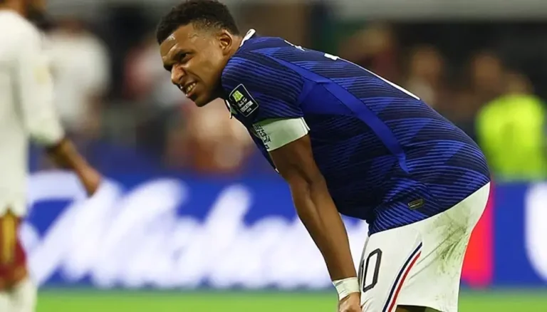 Kylian Mbappe of France reacts during a FIFA World Cup 2026 match.