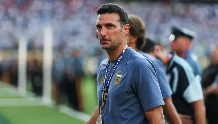 Lionel Scaloni reacts after Argentina's defeat to Spain in the 2026 FIFA World Cup final.