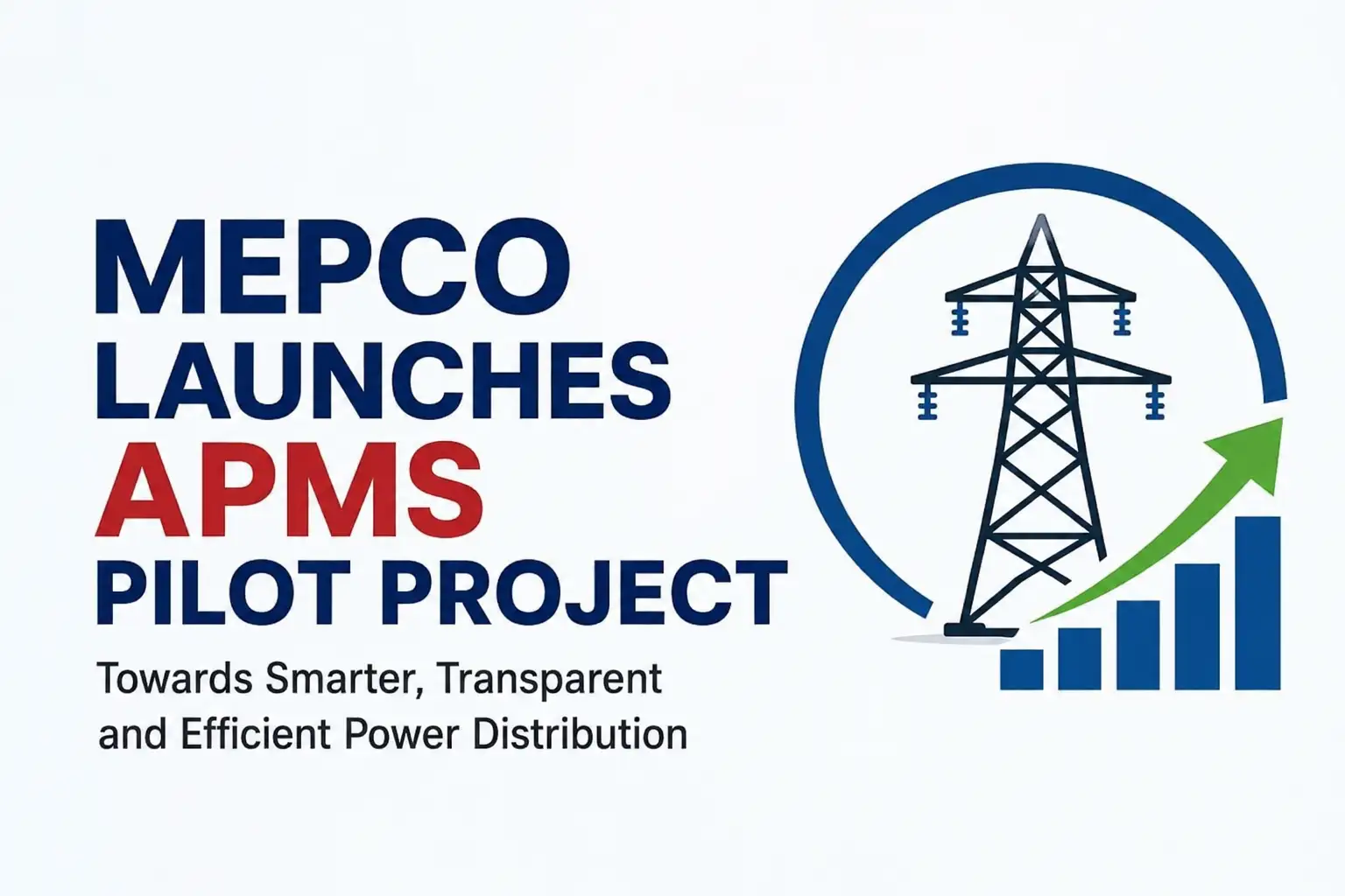 Illustration of the MEPCO APMS pilot project highlighting smarter electricity distribution and improved power network performance.