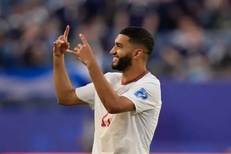 Morocco Saibari celebrates during the FIFA World Cup before being ruled out of the France quarter final with a hamstring injury.