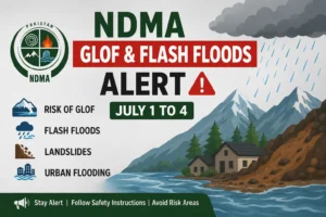 NDMA GLOF alert highlighting flood risks in Pakistan during active monsoon conditions