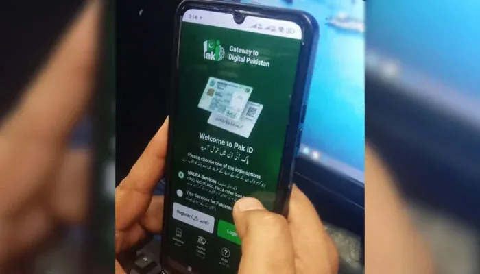 A user accessing the Pak ID mobile app as Pakistan updates Nicop Travel Rules for overseas Pakistanis.