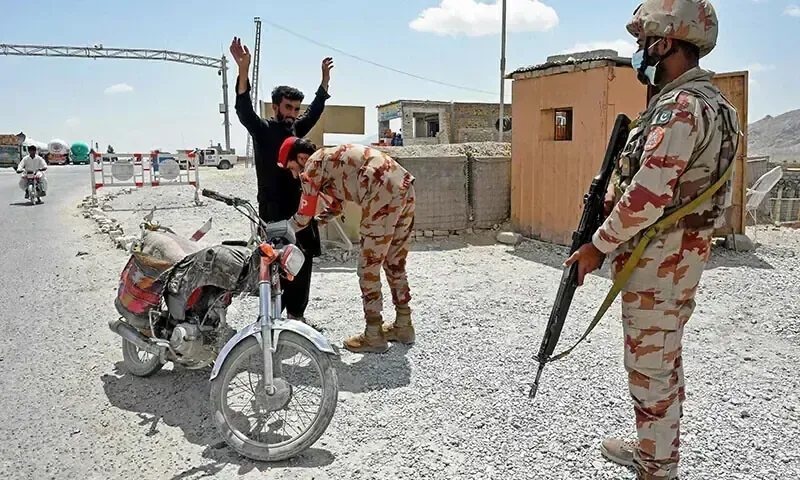 Pakistani security forces conducting security checks during Operation Shaban in Balochistan as counterterrorism operations continue.