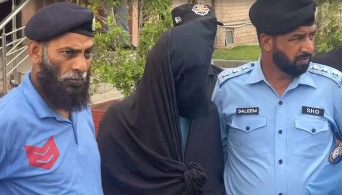 PAF Officer Murder suspect Saad Abbasi being escorted by Islamabad Police before an anti terrorism court for an identification parade.