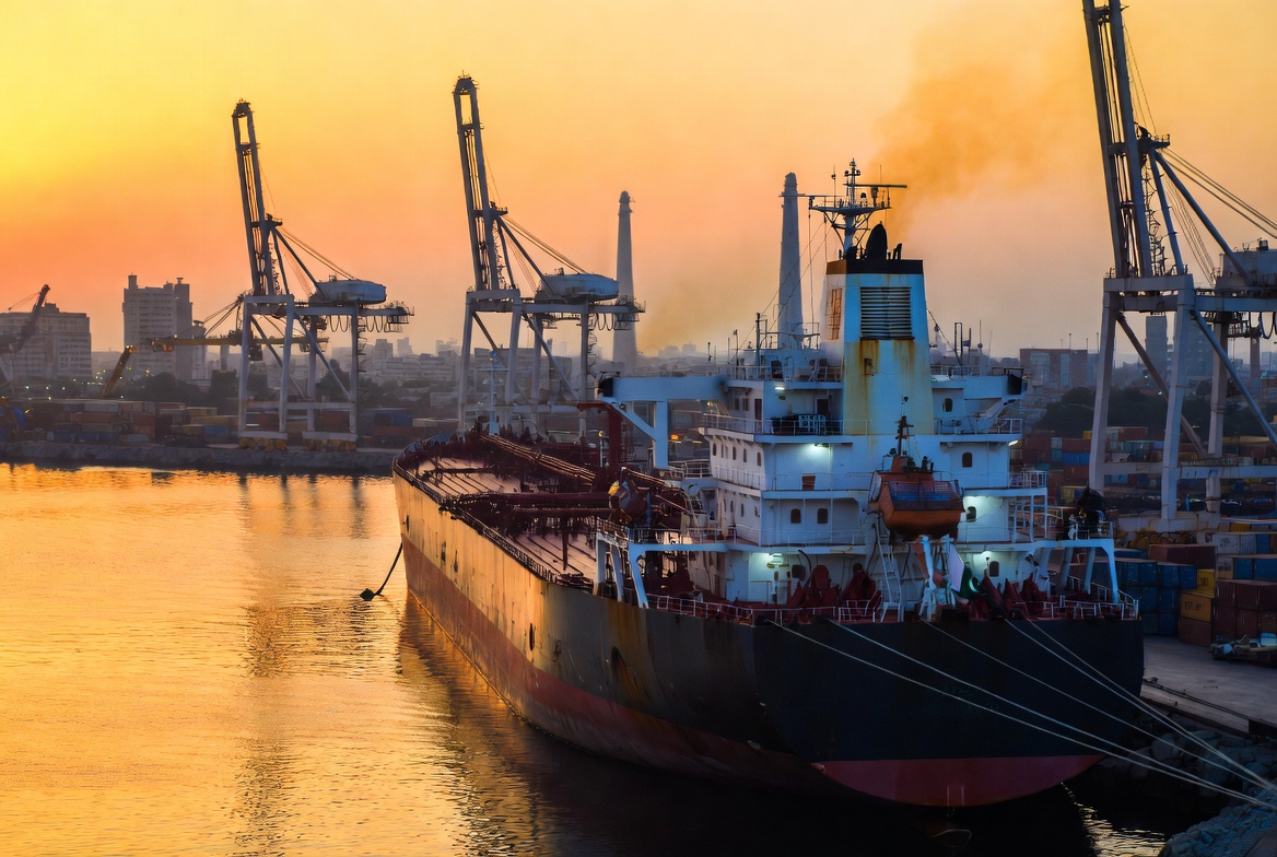 Large crude oil tanker ship docked at Karachi Port Pakistan representing alternative crude oil supply routes and energy security efforts amid Gulf tensions
