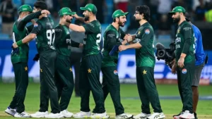 Pakistan cricket players celebrate during a match as the PCB ODI Tournament preparations begin for the ICC Men's Cricket World Cup 2027.