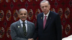 PM Shehbaz Turkiye meeting with Turkish President Recep Tayyip Erdogan during the official visit to strengthen bilateral relations, trade, investment, and regional cooperation.