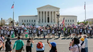 People protesting outside the US Supreme Court after the Supreme Court Ruling on birthright citizenship in Washington DC