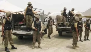 Pakistani security personnel deployed after the Tank Terror Attack in Khyber Pakhtunkhwa.