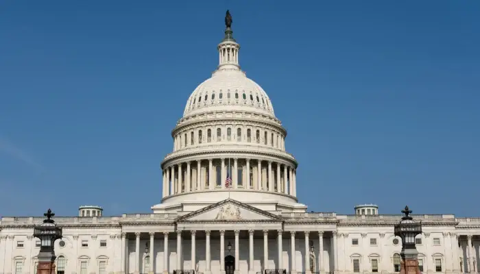 The US Capitol in Washington during the US Iran War debate as lawmakers vote on limiting President Trump's military powers.