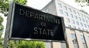 US State Department building highlighting the US Pakistan statement supporting Pakistan's right to defend itself against terrorist attacks.