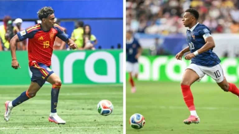 Yamal Mbappe face off as Spain's Lamine Yamal and France's Kylian Mbappe prepare for the FIFA World Cup semi final.