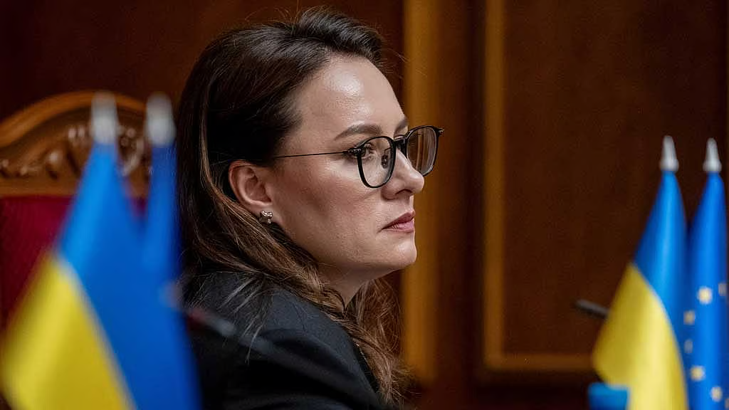 Yulia Svyrydenko during a parliamentary session following President Volodymyr Zelenskiy's decision to replace Ukraine's prime minister.