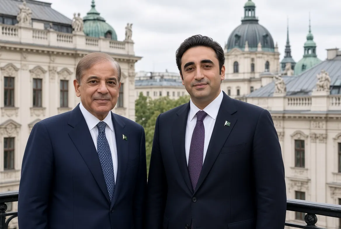 President Asif Ali Zardari and Bilawal Bhutto Zardari in formal attire during Bilawal Engagement talks in Vienna Austria