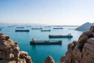 Oil tankers and ships navigating the Strait of Hormuz near Oman under the proposed Hormuz deal Iran for inbound traffic control