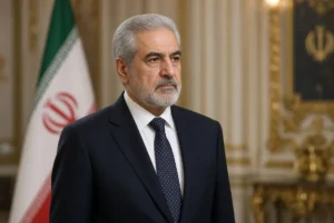 Mohsen Rezaei official portrait as newly appointed secretary of Iran Supreme National Security Council in formal attire