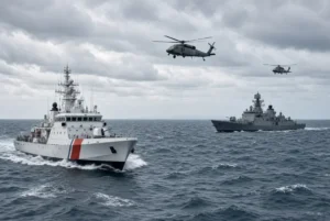 Ocean Winner Sinking search and rescue with Indian Coast Guard ships and helicopters scanning the sea off eastern India