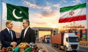 Pakistan and Iran strengthen trade ties through 24-hour border operations with cargo trucks, shipping containers, and bilateral cooperation.