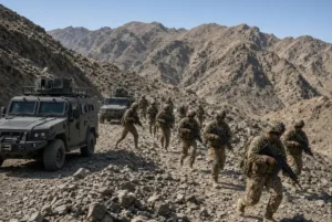 Pakistani security forces conducting operation in mountainous terrain where terrorists neutralised in Balochistan and KP