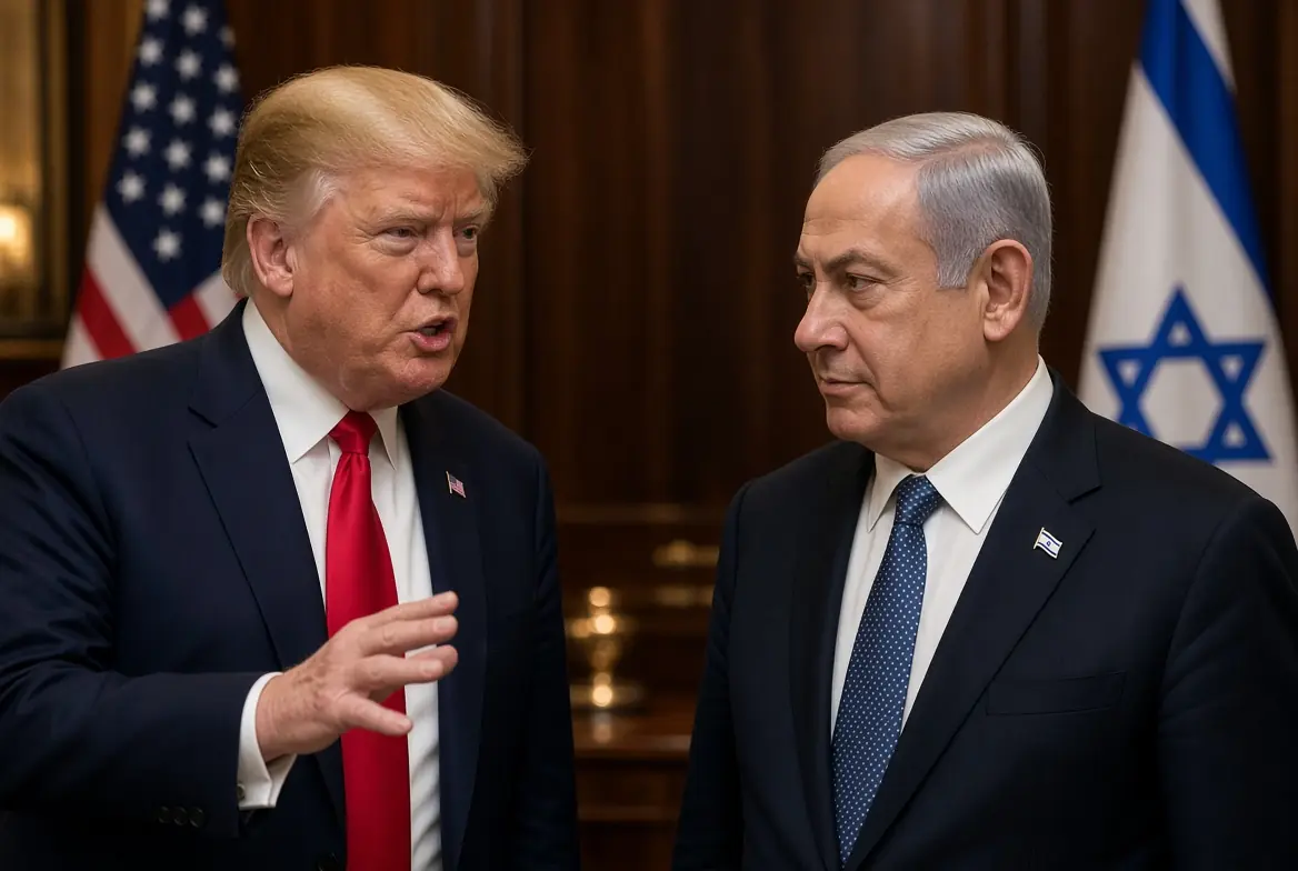 US President Donald Trump and Israeli Prime Minister Benjamin Netanyahu discussing Trump Netanyahu Gaza relations in a formal meeting with American and Israeli flags in the background