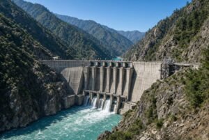 Baglihar Dam hydropower project on Chenab River showing the key infrastructure under the Indus Waters Treaty dispute