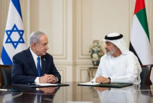 Netanyahu UAE visit – Israeli PM Benjamin Netanyahu meets UAE President Sheikh Mohamed bin Zayed in formal talks