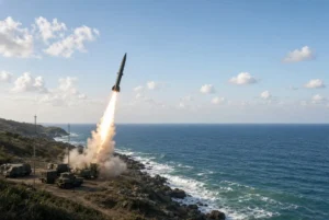 North Korea missiles being launched from a coastal site near the East Sea during recent ballistic missile tests